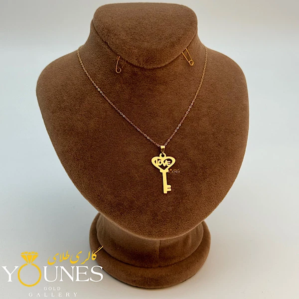 آویز کلید قلبی طلا لیزری